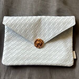 Elegant Light Blue Woven Makeup Bag